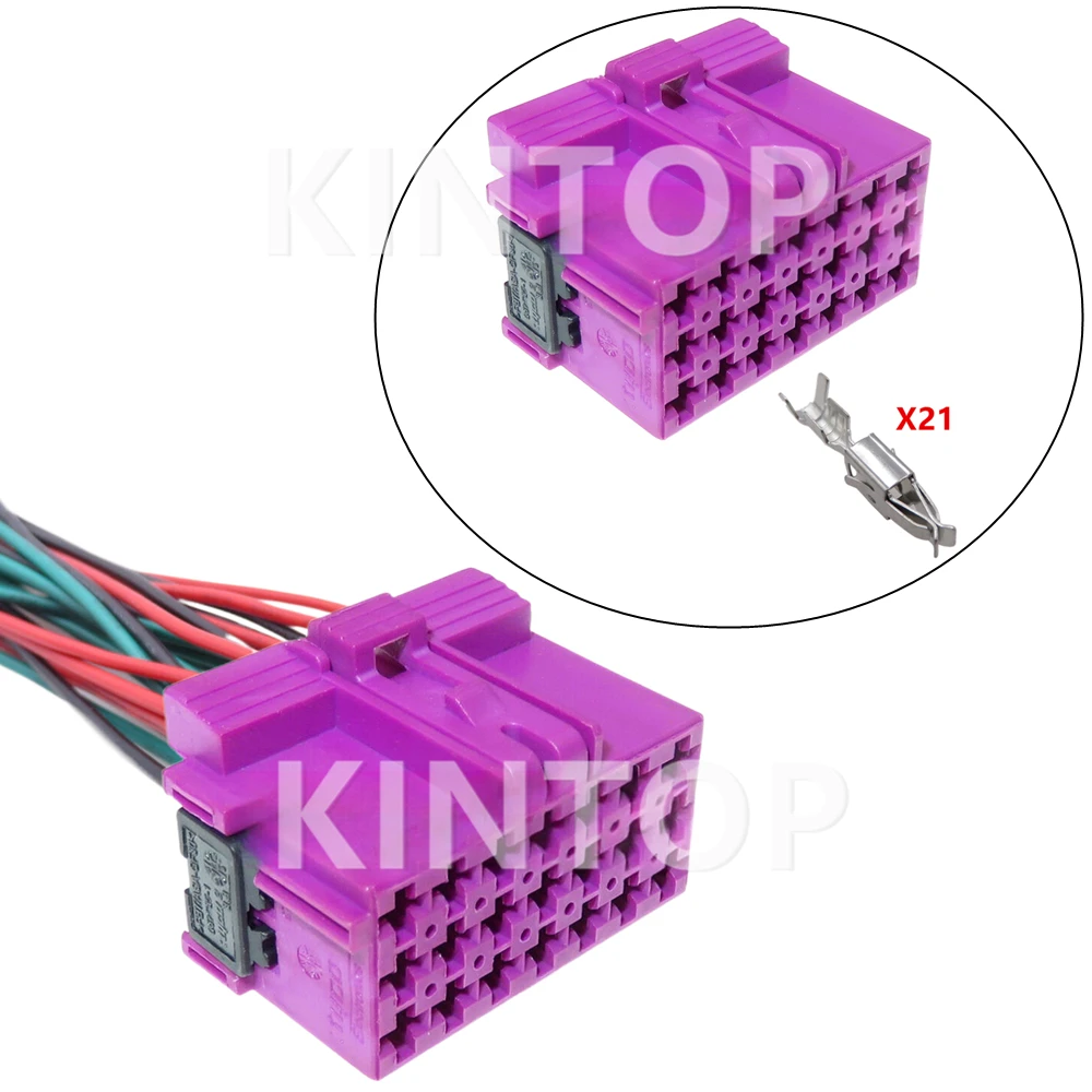 

1 Set 21 Pins 1-967625-3 AC Assembly Purple Automobile Connector With Terminal 967635-1 Car Wire Harness Unsealed Socket