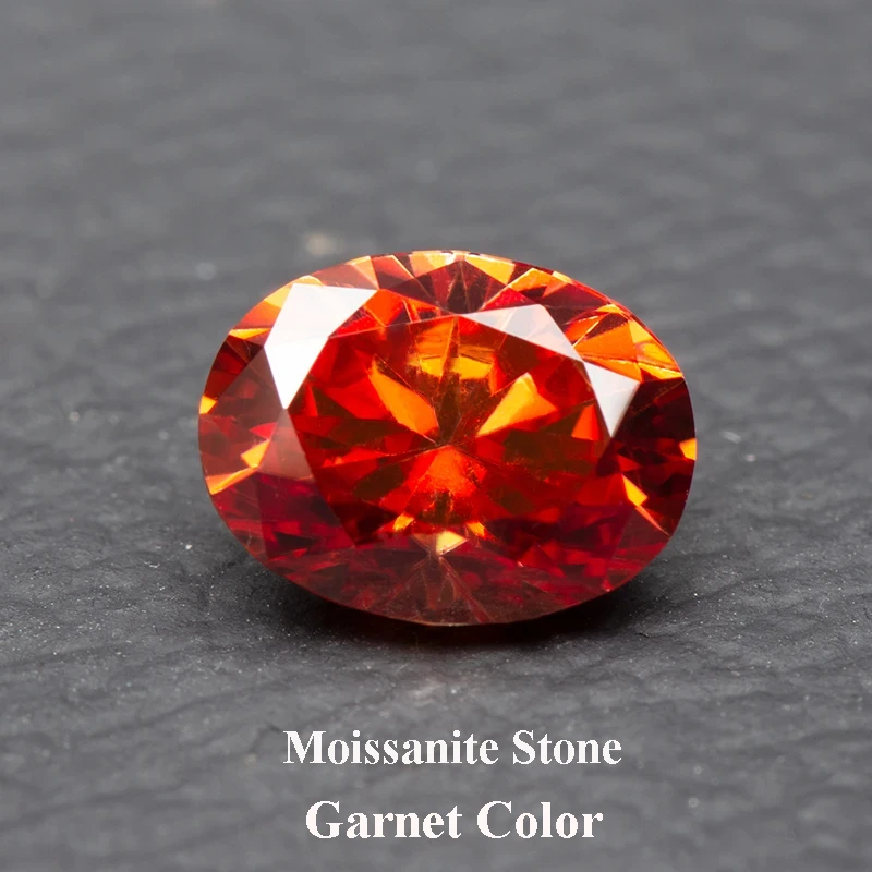 

Moissanite Stone Garnet Color Oval Cut Lab Created Synthetic Diamond Advanced Jewelry Rings Earrings Making with GRA Certificate