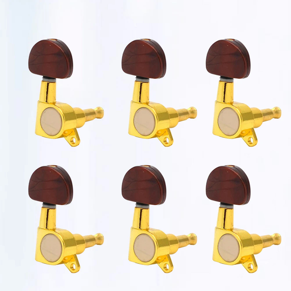 

6PCS Replacement Oval Guitar Machine Heads Tuning Pegs for Electric Guitar Wooden Guitar - Right (Golden)