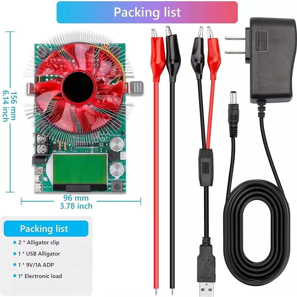 

Тестер нагрузки печатной платы 20A 150W 200V Регулируемый ЖК-экран Сигнализация перегрузки давления Электроприборы Обустройство дома