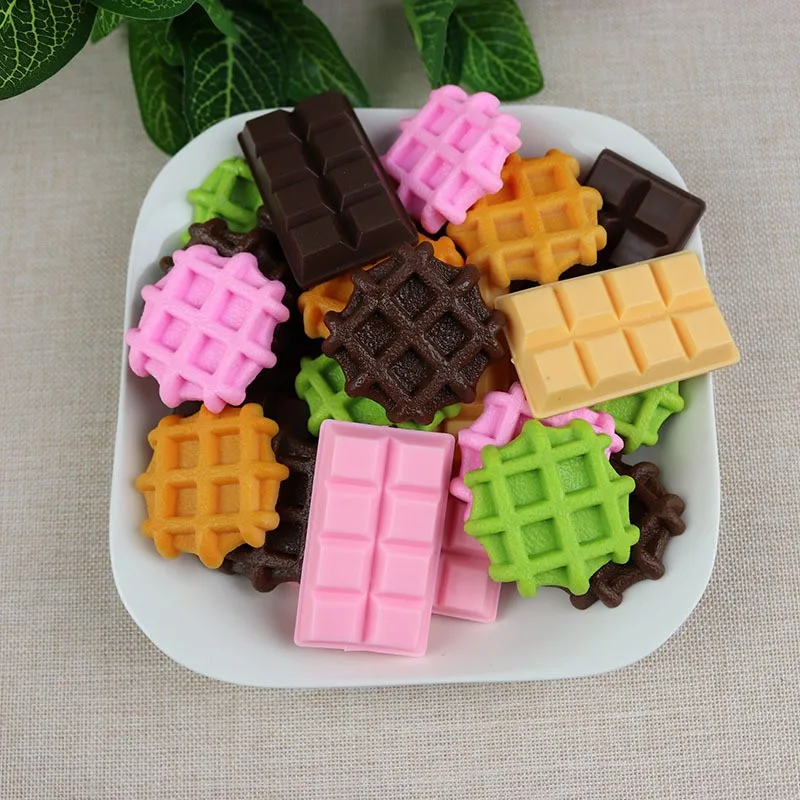 PVC Artificial Cookies Simulation Food Model, Fake Cake Children's Toys, Biscoff Sandwich Cream Bubble Waffle Pancak 4pc/lot