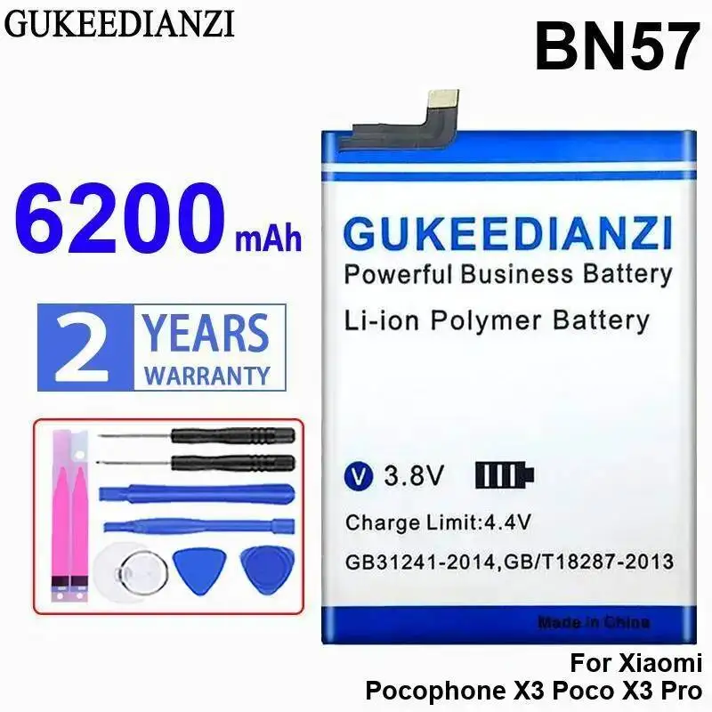 

Mobile Phone Battery 6200Mah BN57 Reliable Power Premium Replacement For Xiaomi Pocophone X3 Poco Pro