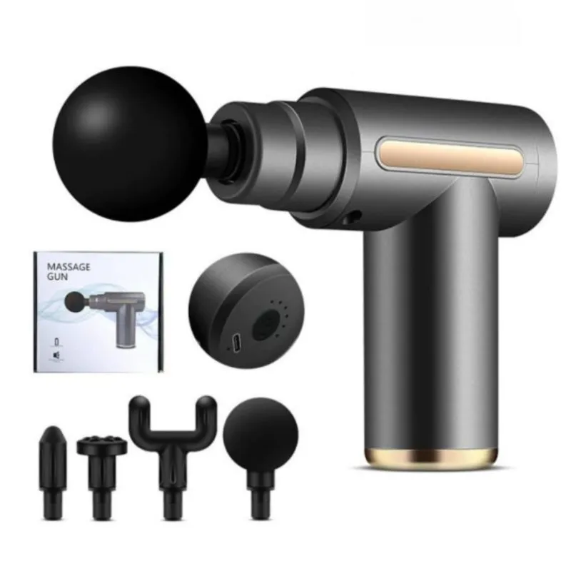 

Fascial Massage Gun Electric Percussion Pistol Massager with LED Touch Screen 4 Replaceable Heads for Body Relaxation