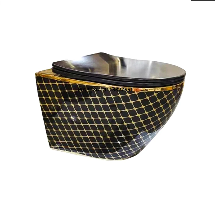 

Home Improvement Wall Hung Toilet Bowl Sanitary Wares Bathroom Accessories Gold Ceramic Toilet