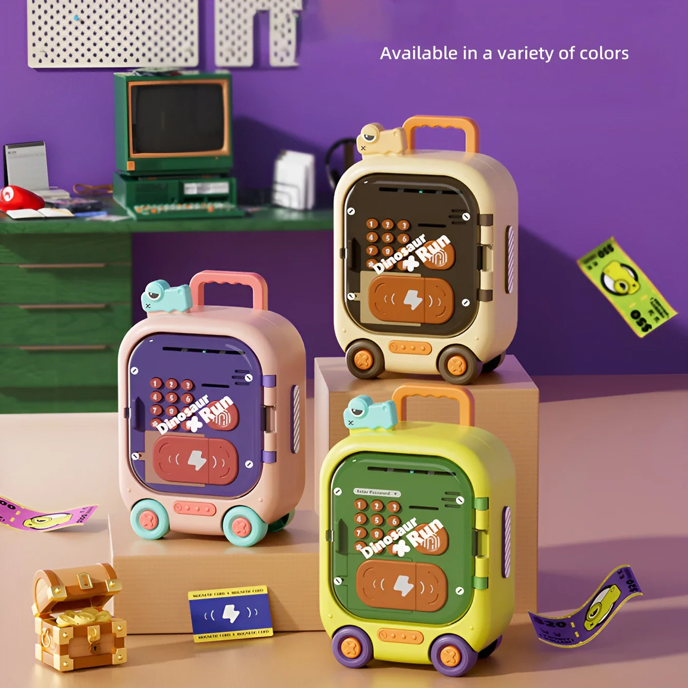 Tirelire électrique avec mot de passe d'empreintes digitales de dessin animé pour enfants, tirelire, économie d'argent, automatique, machine ATM, coffre-fort, jouet de jeu de simulation, cadeau