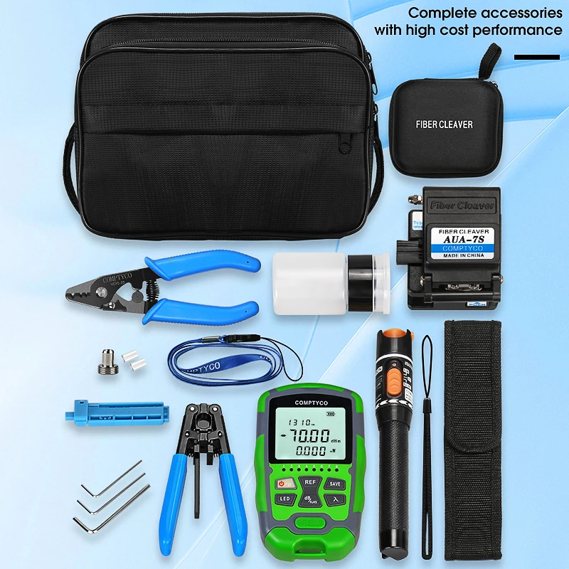 Imagem -06 - Ftth Fibra Óptica Tool Kit com Fibra Cleaver Mini Potência Óptica 10mw Medidor Visual Fault Locator70+ 10dbm Aua-mc7 em 1