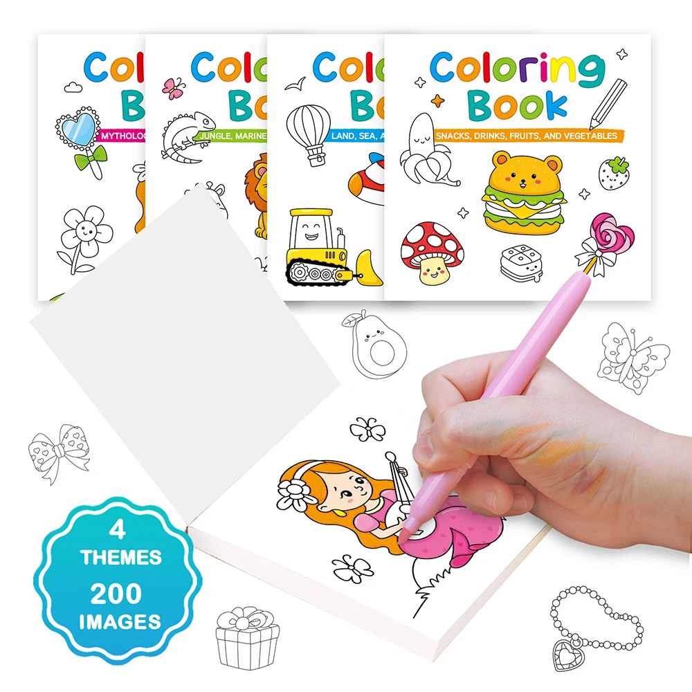 50 Sheets Mini Coloring Book Cartoon Convenient Mini Graffiti Book Coloring Book image 2