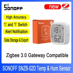 Sonoff SNZB 02D Zigbee LCD Smart czujnik temperatury i wilgotności współpracuje z bramkami Zigbee 3.0 SONOFF Zigbee Bridge Pro, NSPanel Pro