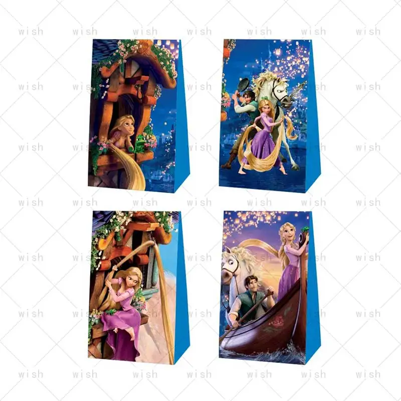 Disney Princess Rapunzel Paper Tangled Gift Bag Girl Birthday Party Supplies Cookies Candy Snack Bag Baby Shower Wed Decor