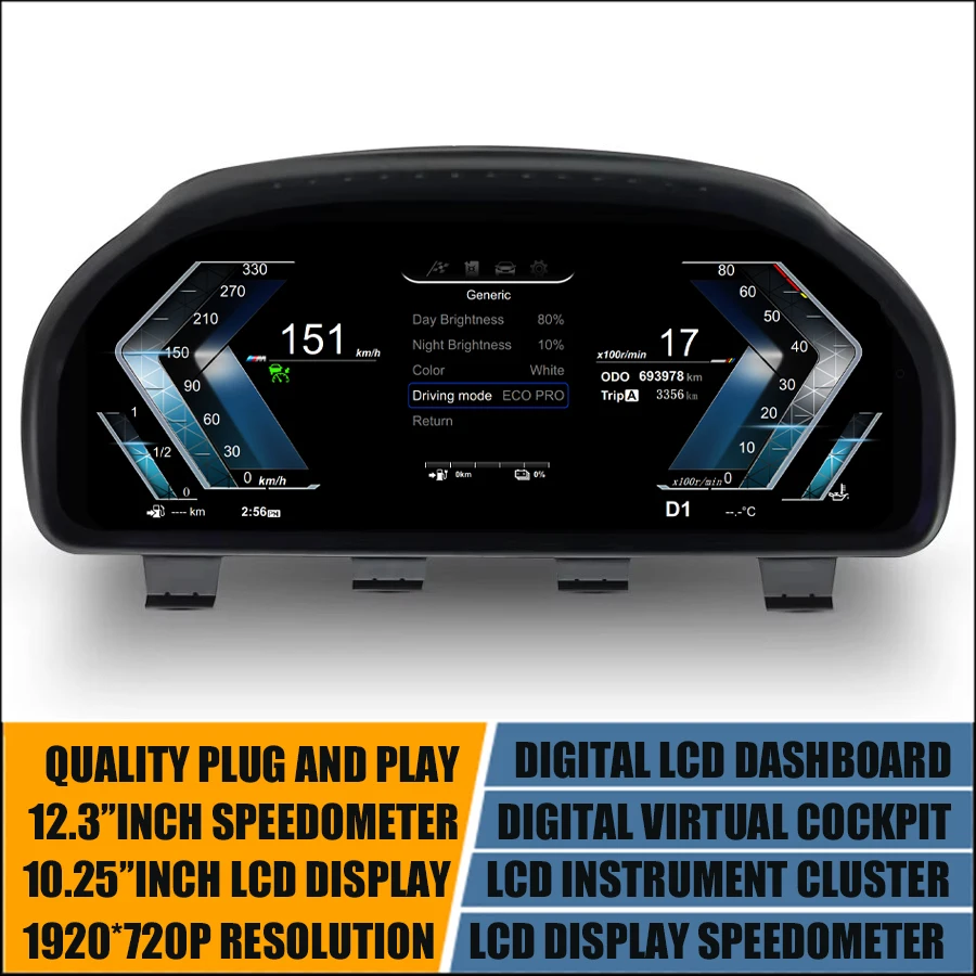 12.3''Digital Instrument Cluster Speedometer HUD For BMW 5 6 7 Series F01 F02 F03 F04 F06 F07 F10 F11 F12 F13 F18 Dashboard ODO