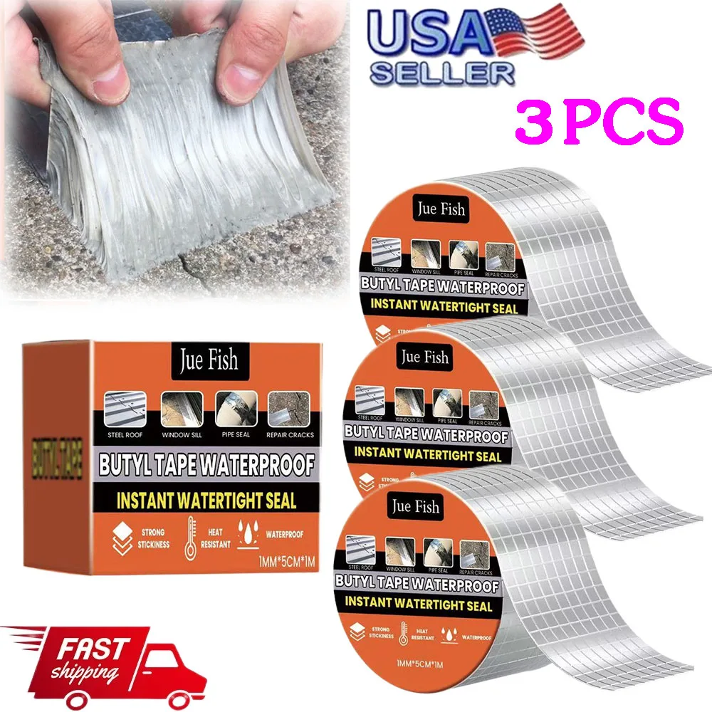 3 قطع من شريط بوتيل من رقائق الألومنيوم شديدة التحمل لشريط لاصق لحلول الختم المقاوم للماء