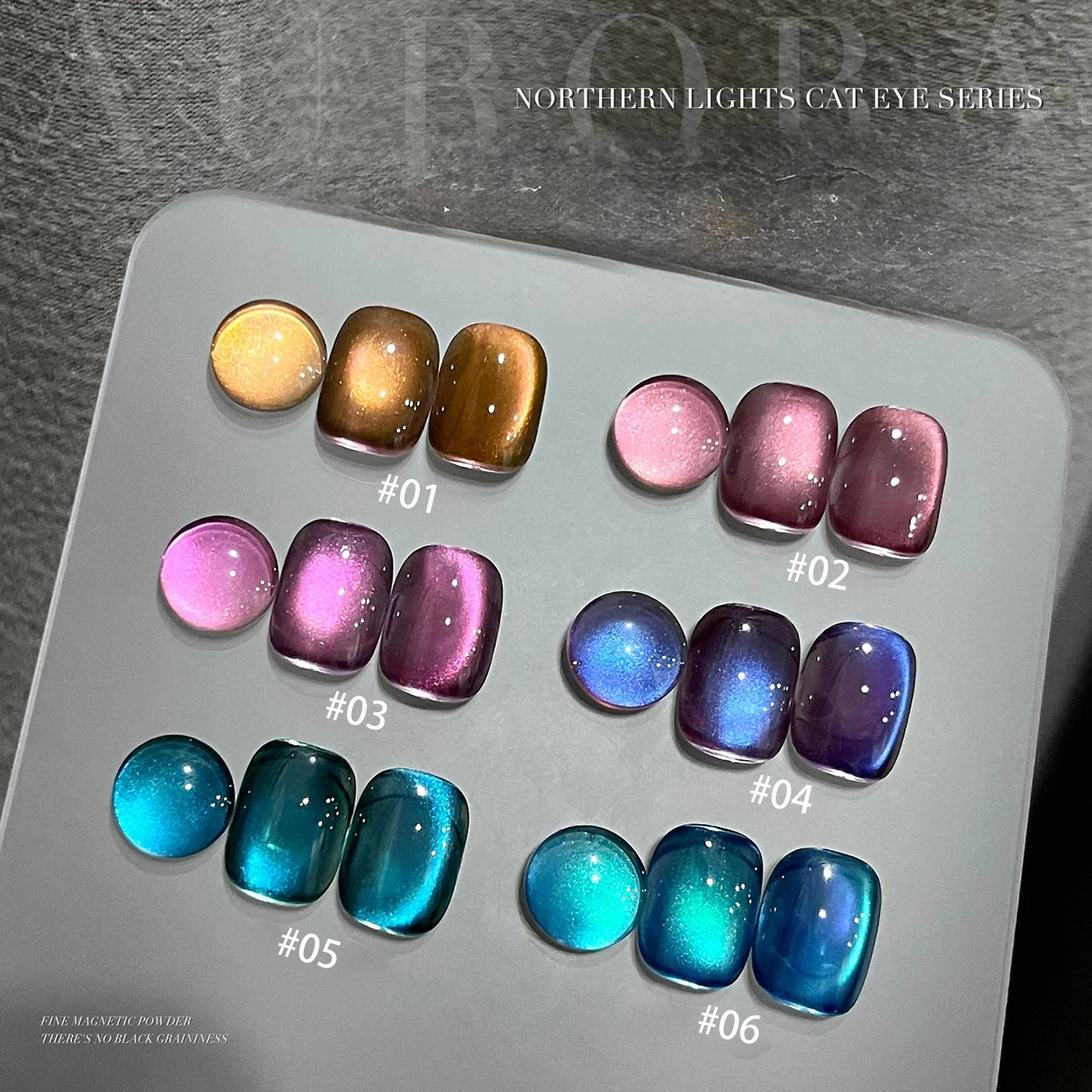 MIANEL 10ML 1-6 uds uñas de otoño azul Aurora ojo de gato Gel esmalte de uñas nuevo Polarizado Flash cuentas de vidrio cristal gato Magn