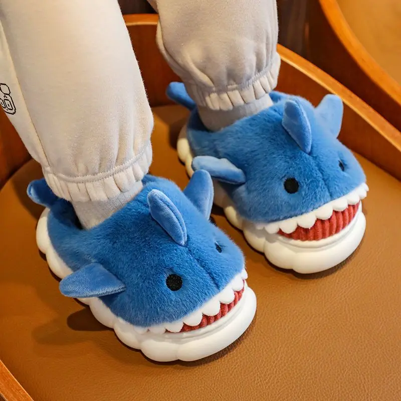 Chinelos infantis engraçados de tubarão, chinelo de tubarão verde nublado, sapatos de pelúcia animal, Babi, Peixe, Novo, 2023