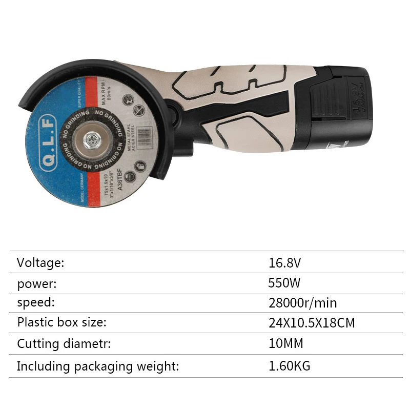 Mini meuleuse d\'angle électrique au lithium, polisseuse, petite machine de découpe, déterminer 16.8V