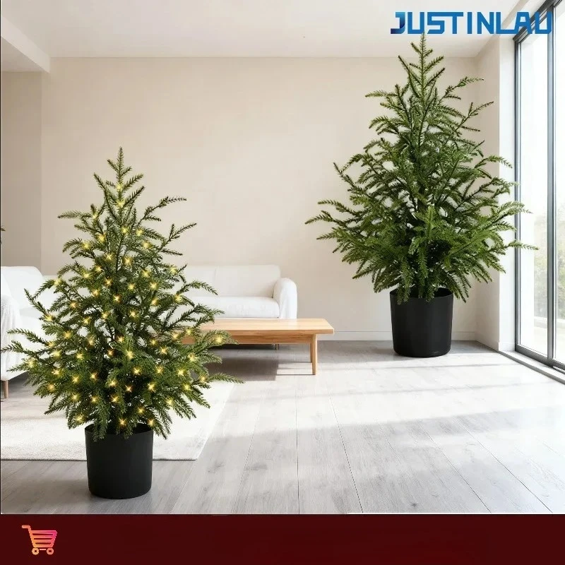 JUSTINLAU 2FT الاصطناعي نورفولك الصنوبر السرو يترك أصائص الأشجار منضدية شجرة صناعية عطلة زينة عيد الميلاد للمنزل أو المكتب #2