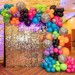 142Pcs Back to 80s 90s 4D Disco Colorful Balloons Garland Arch Retro Hip Hop Photo Props Birthday Happy New Year Party Supplies