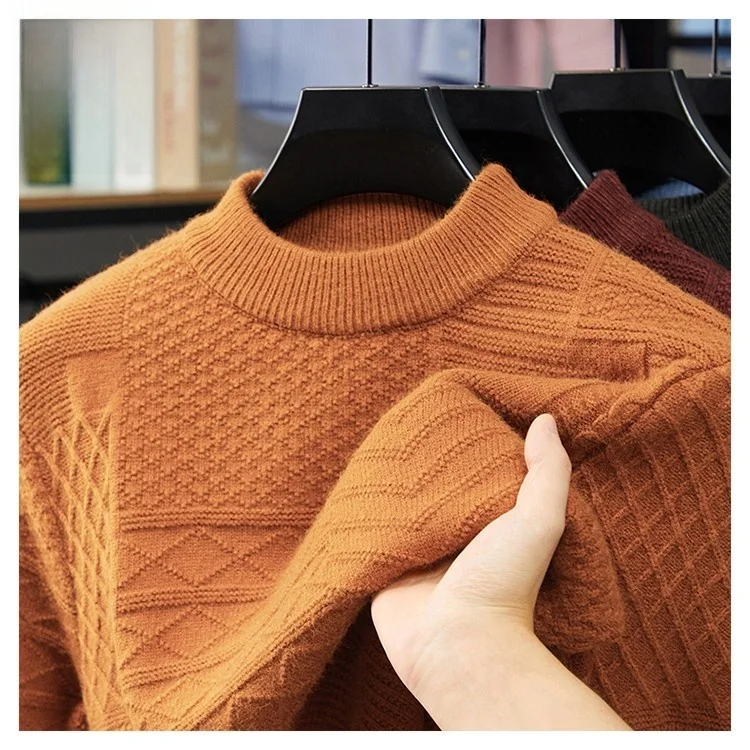 

Утепленный повседневный вязаный свитер с высоким воротником и длинными рукавами, модный фактурный трикотаж для осени и зимы