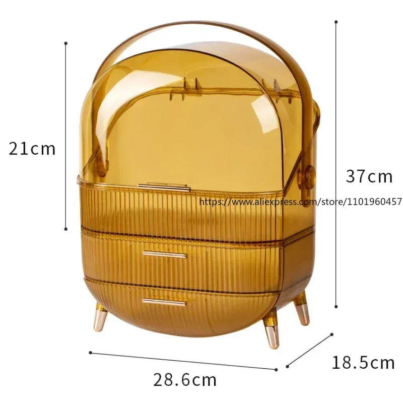 Desktop Makeup Organizers With Lid Large Capacity Cosmetic Storage Box Skin Care Storage Drawer Dustproof Make Up Brushes Holder
