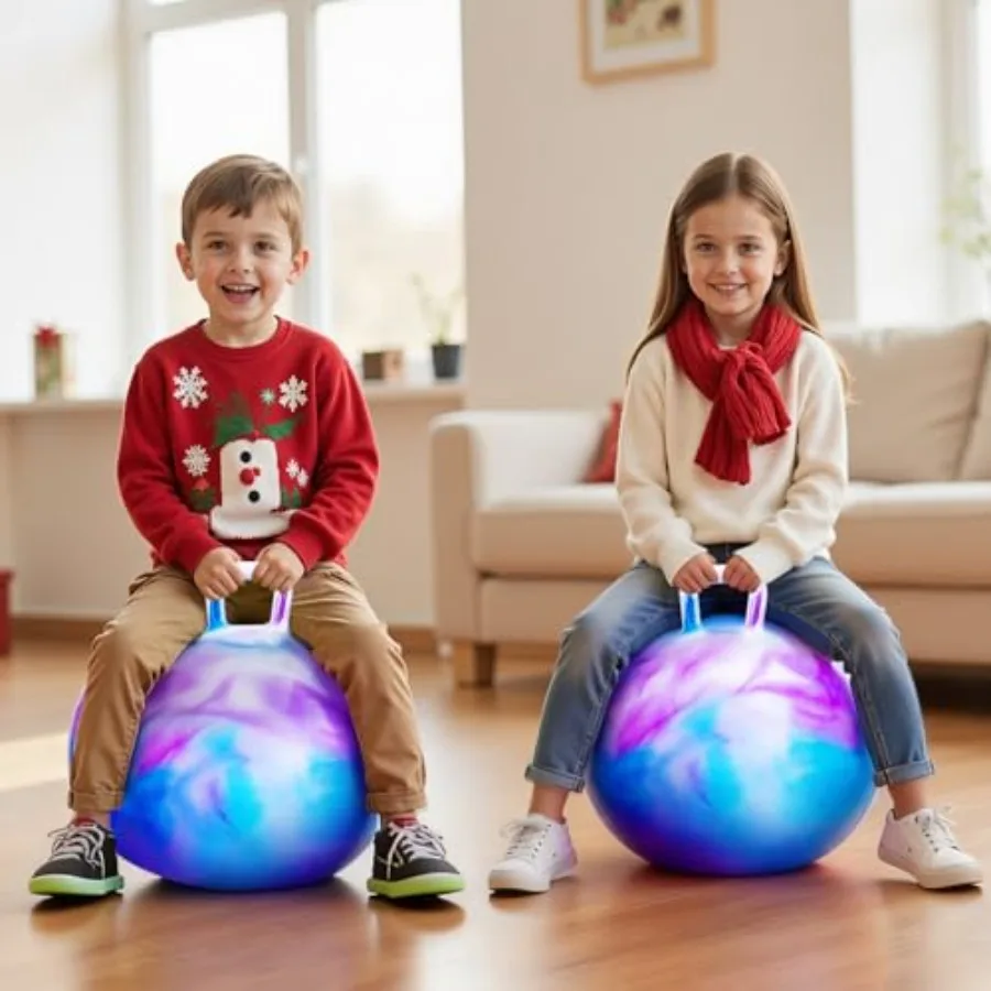 Hopper Ball 2-pack 18 inch opblaasbare stuiterbal met handvat voor wolken Kleur Binnen Buiten Actief speelspeelgoed Beste Kerstmis