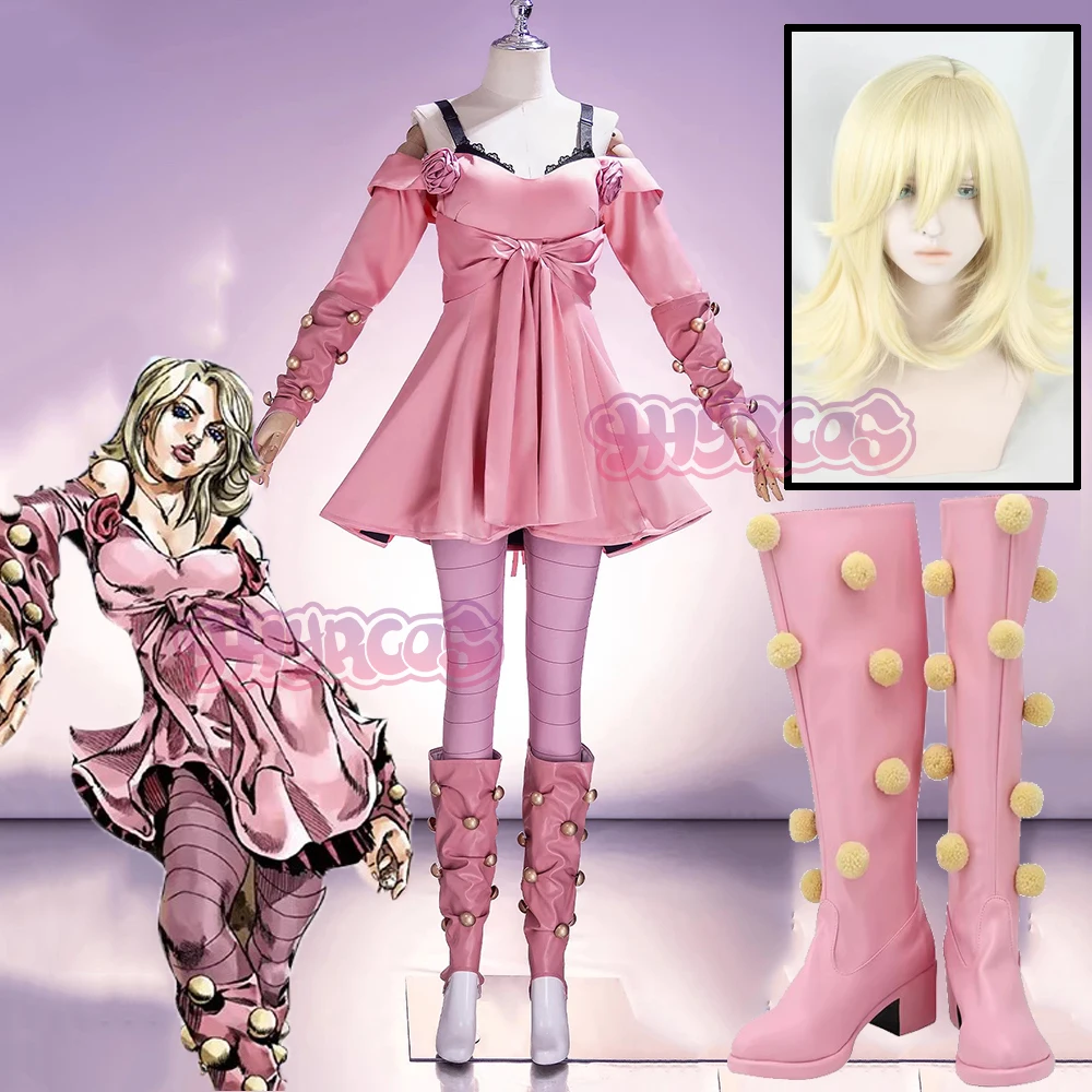 

Lucy Steel Lucy Pendleton Cosplay Costume Wig Part 7 Steel Ball Run Cosplay Costume Carnival Party Costumes Halloween Shoe