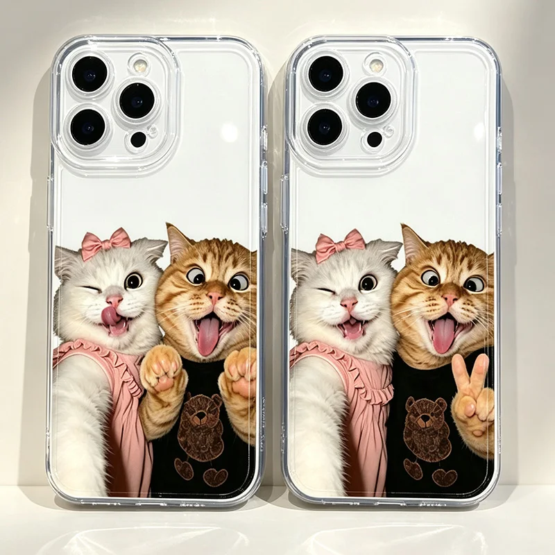 Adorable Kittens Selfie Phone Case For Samsung Galaxy S26 S23 S22 S21 S24 S25 Ultra Plus FE A16 A17 A36 A53 A55 A37 A57 5G Cover