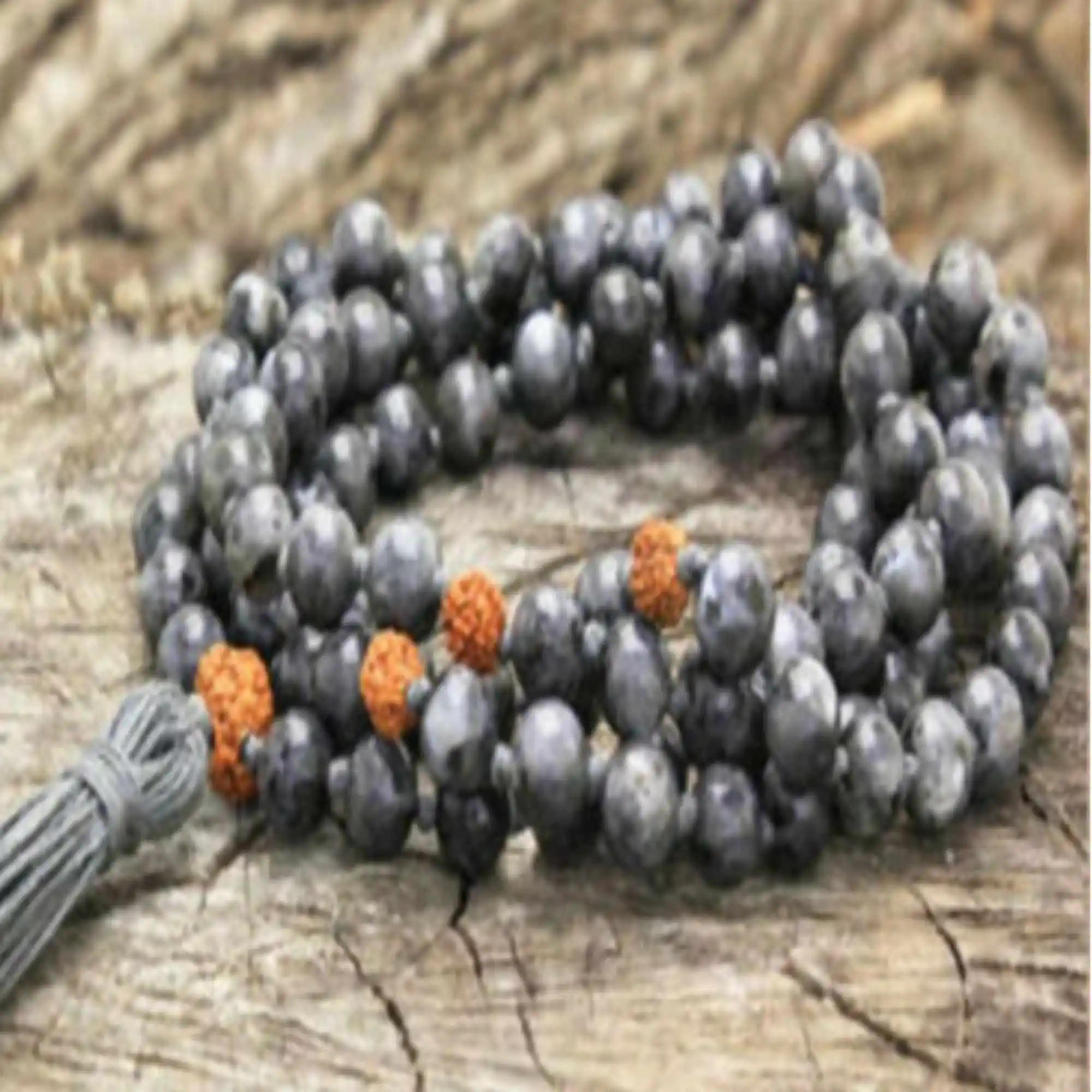 

6mm Natural 108 knot spectrolite Rudraksha beads necklace Gift Everyday wear Stone Spiritual Seekers Contemporary Healing