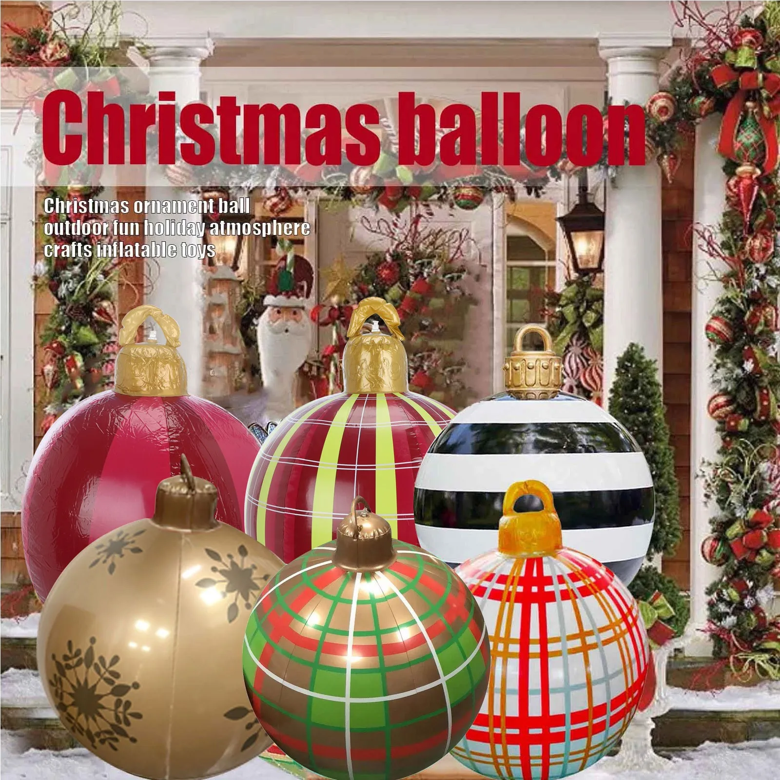 

Outdoor Christmas Inflatable Decorated Ball PVC Giant Big Large Balls Xmas Tree Decorations Toy Ball Without Light New Year