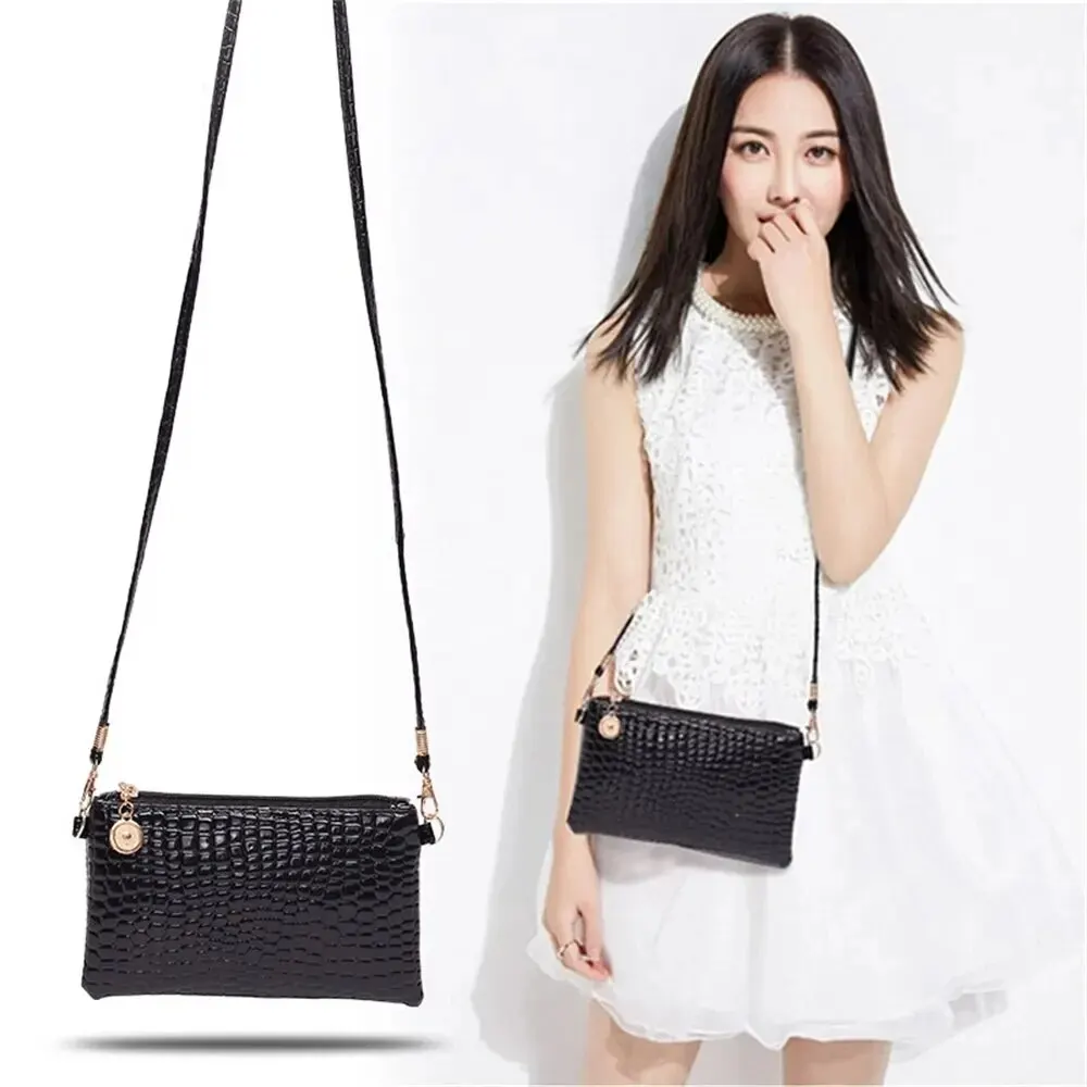 1Pcs Women\'s PU Leather Shoulder Bags Crocodile Pattern Clutch Fashion Crossbody Phone Small Coin Wallet Handbag Tote Bag