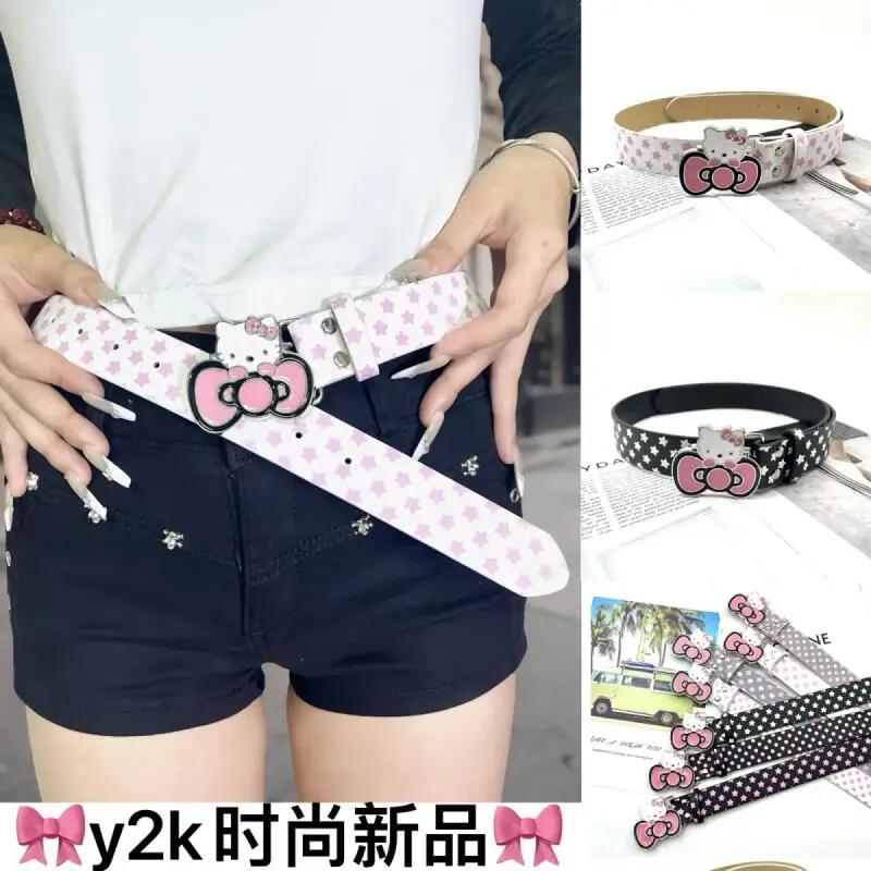 

Sanrio Hot Cute Sweet Style Belt Hello Kitty Belt Cartoon Star Y2K Hot Girl Style Japanese Style Student Belt Girl Decorate Belt