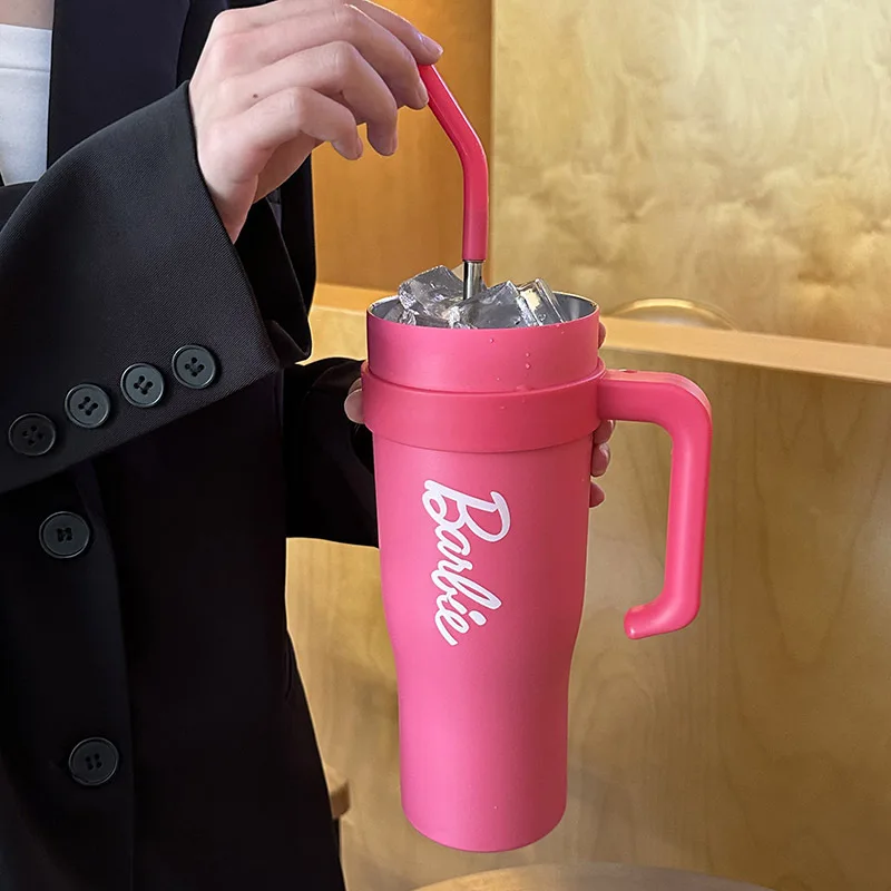 

Barbe For Series Birthday Girls Steel Bling Большой емкости Giant Miniso Новый соломенный подарок Розовая чашка Барби Trend 1600 мл Bling