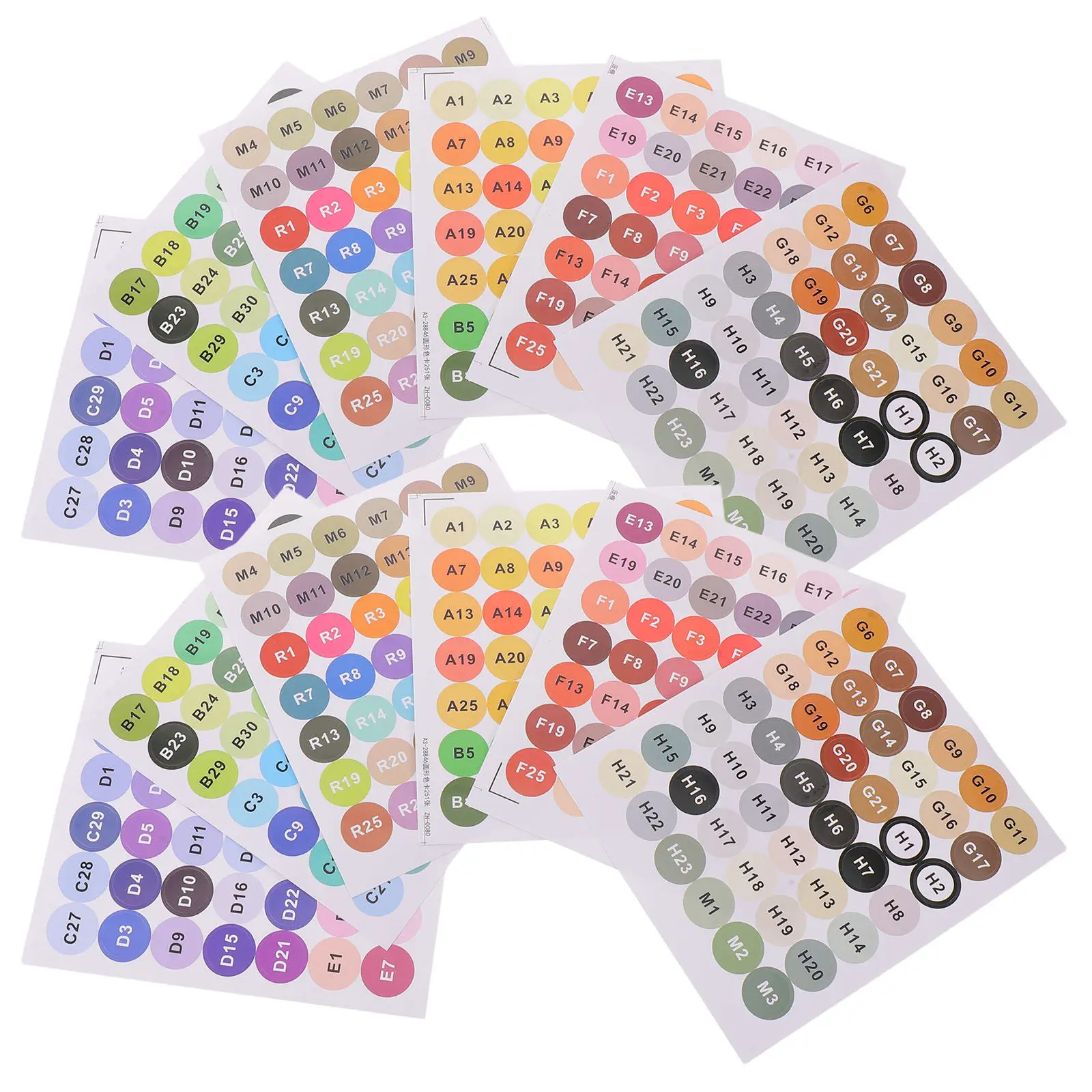 72Sheets Multicolor Number Stickers Round Colored Dot Labels Self Adhesive for Bead Storage Mosaic Drill Classroom Color Coding