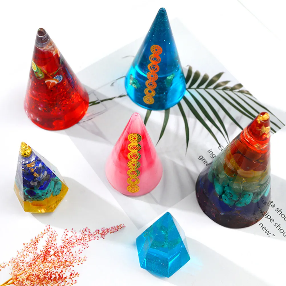 

3Pcs DIY Silicone Molds Ring Pendants Cone Shape Crystal Epoxy Handmade Rings Holder Ornaments Making Tool Silicone Mold