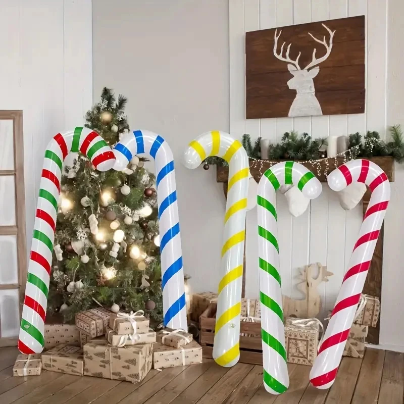 2/4/6 PC Christmas Inflatable Candy Canes Stick บอลลูนปีใหม่คริสต์มาสตกแต่งวันหยุด Candy Canes ของเล่นสําหรับปาร์ตี้กลางแจ้ง