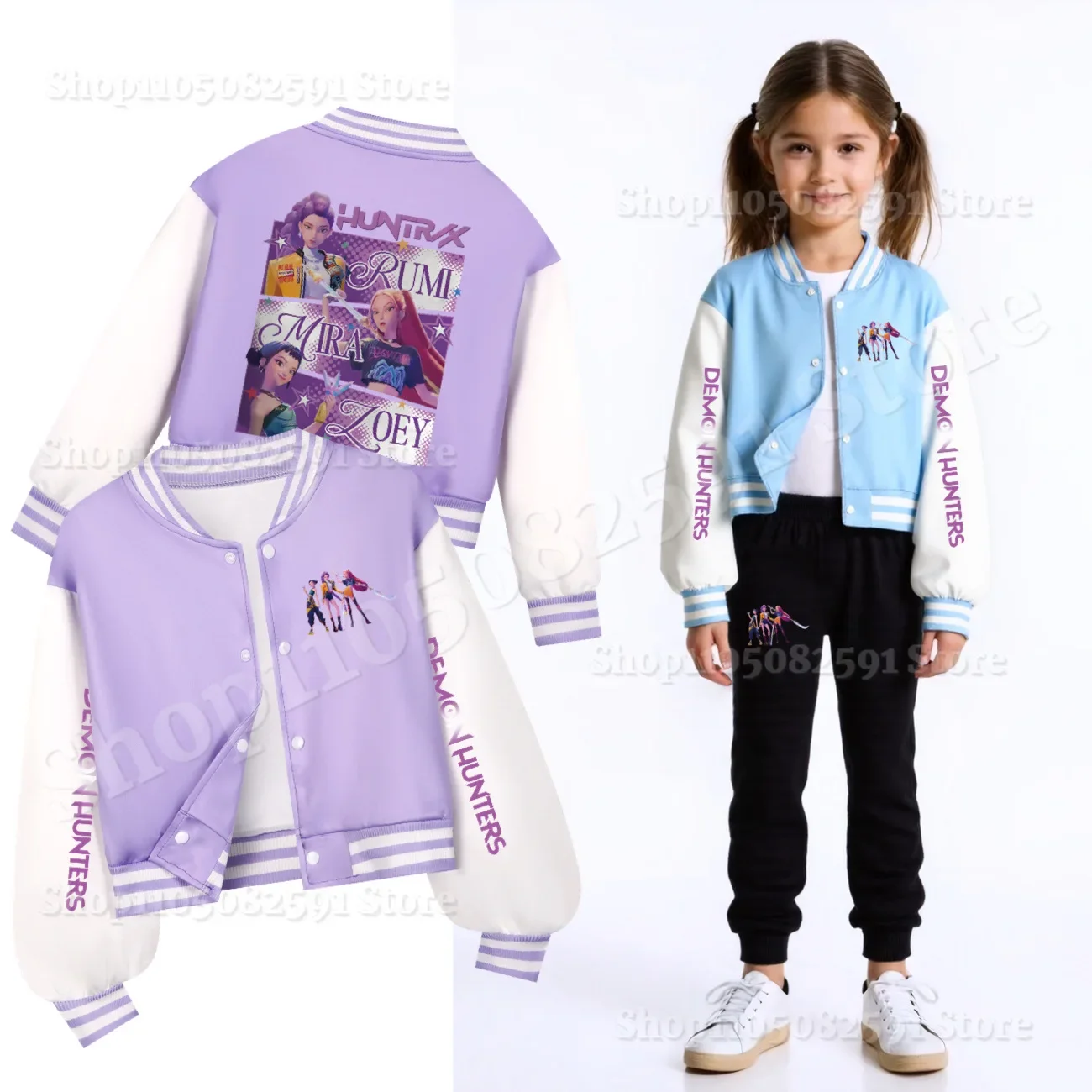 

K-Pop Kids Demon Hunters Huntrix Clothes Girls Baseball Uniform Spring Autumn Boys Baby Casual Hoodies Children Costume