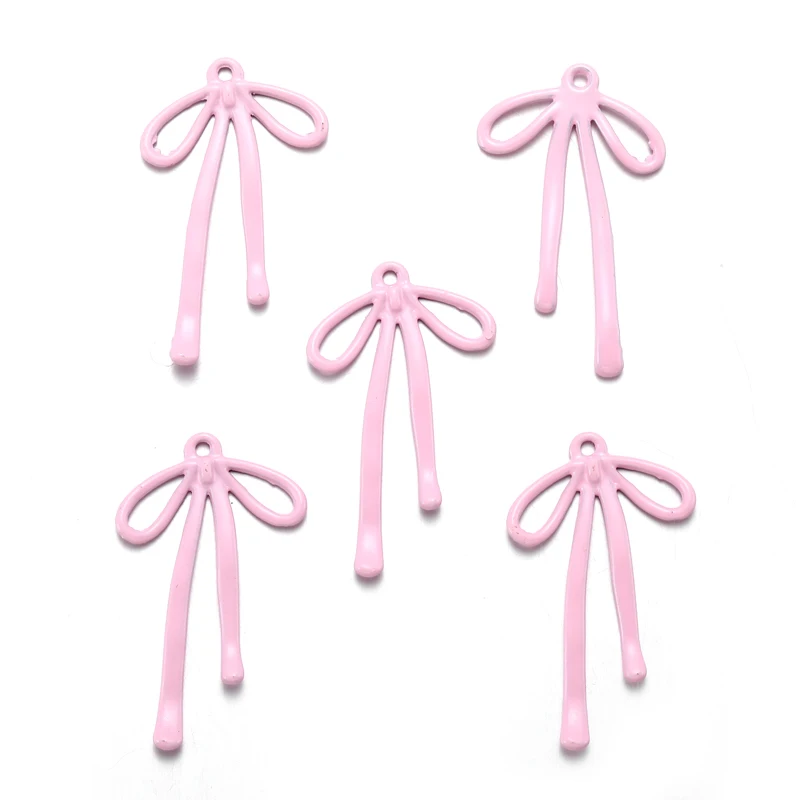 5 stks Kleine Hoge kwaliteit Spray verf Boog Charme Vrouw Oorbel Ketting Lichtmetalen Bedels voor Sieraden Maken 32*19mm W310