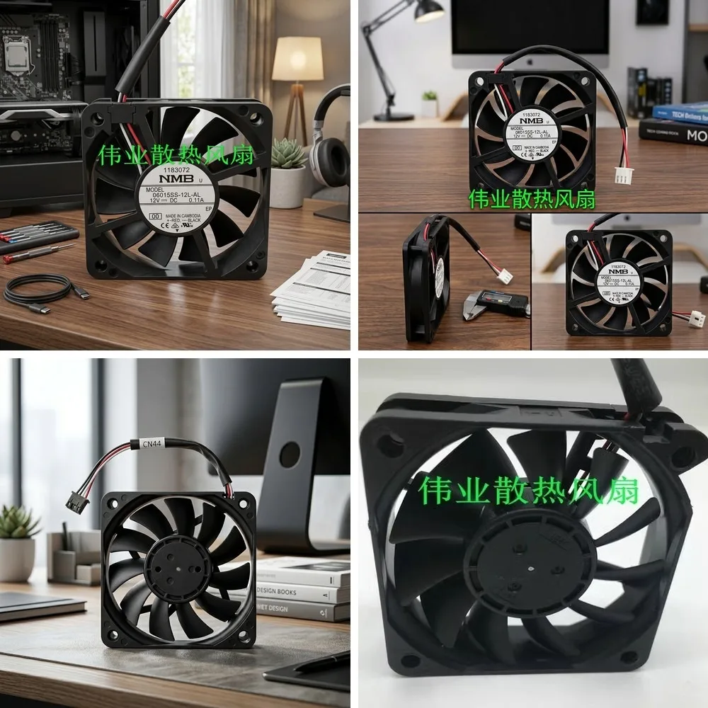 For NMB 06015SS-12L-AL 6015 DC12V 0.11A 6CM 3-Pin Cooling Fan