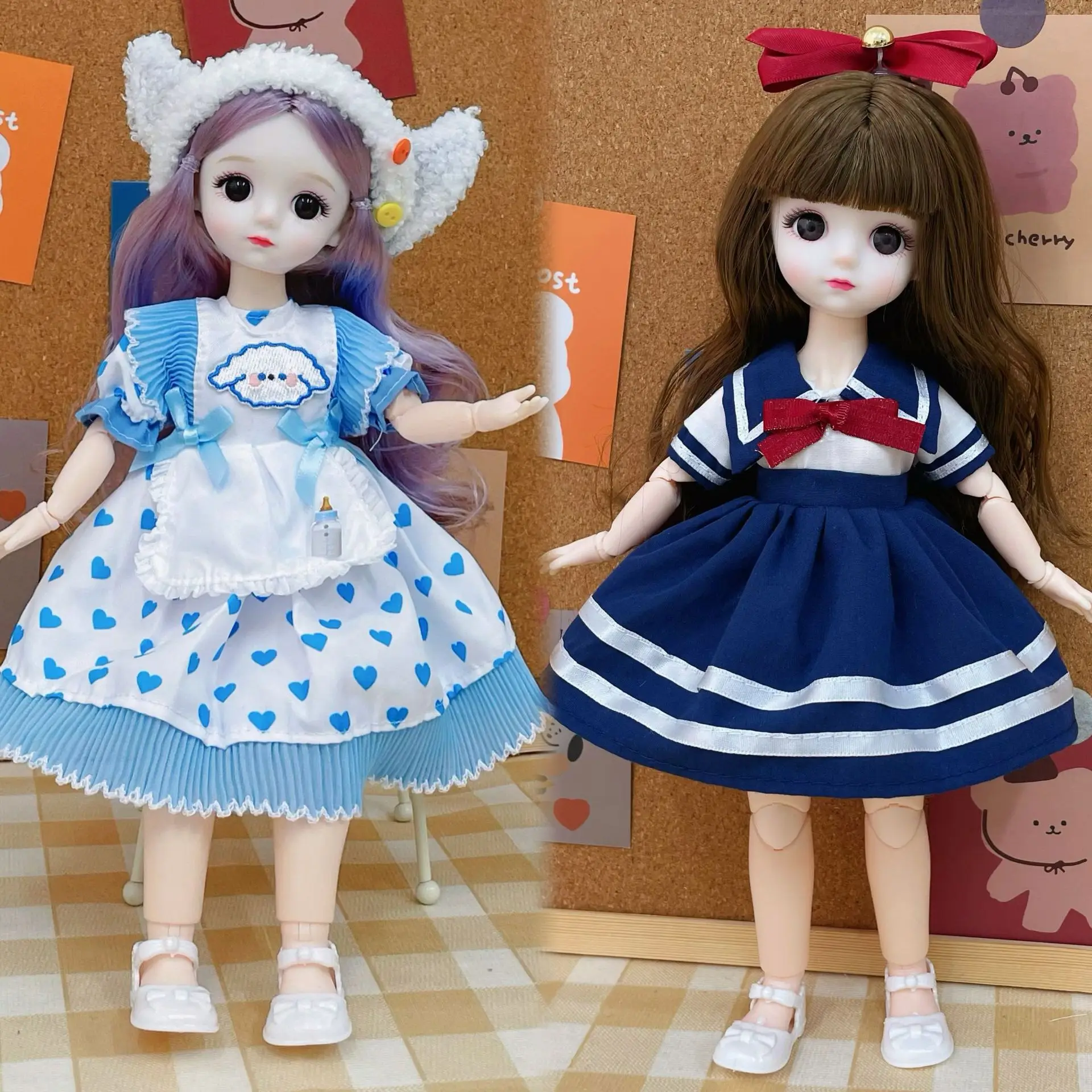 

LL 30cm Bjd Dolls toys Princess Full Set 1/6 Bjd With Clothes 23 Joint Movable Body 3D Eyes Girls Dress Up Birthday Gifts Toys