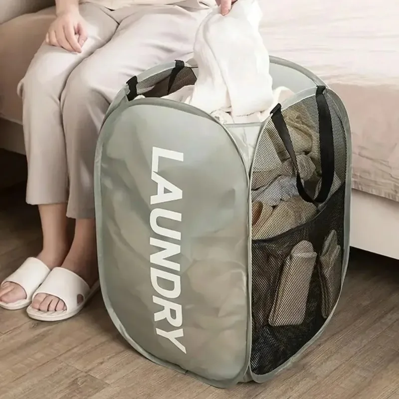 

Mesh Pop-up Laundry Basket, Laundry Basket, Foldable Dirty Clothes Storage Basket, Large Capacity Storage Basket