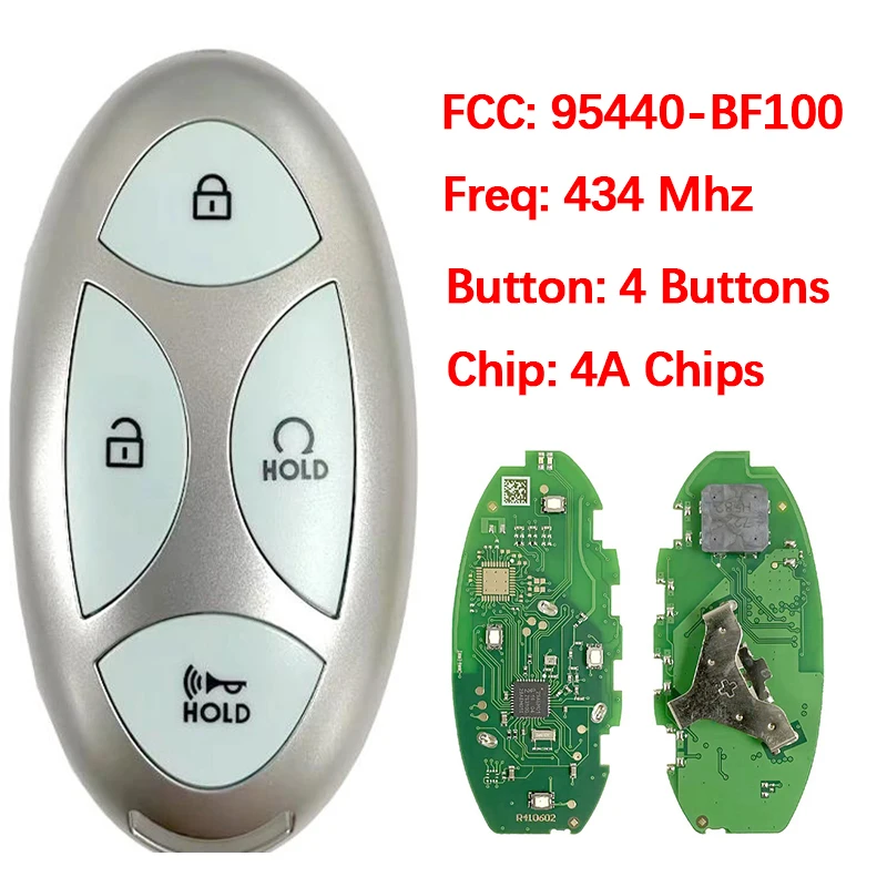 

CN020443 Aftermarket Smart key 4 Buttons FCC TQ8-FOB-4F61M43 PN 95440-BF100 433MHZ 4A Chip For Hyundai Kona (SX2) 2024+