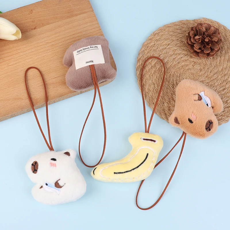 Cute Capybara Plush Toys Name Tag Keychain Stuffed Banana Keyring Anti-lost Mark Luggage Tag Charm Bag Pendant Kid Gifts