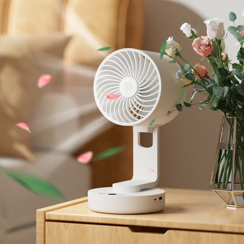 USB Folding Fan 4000mAh Battery Rechargeable Desktop Fan for Bedroom 4 Gears LED Night Lamp Wireless Wall Cooling Fan with Timer