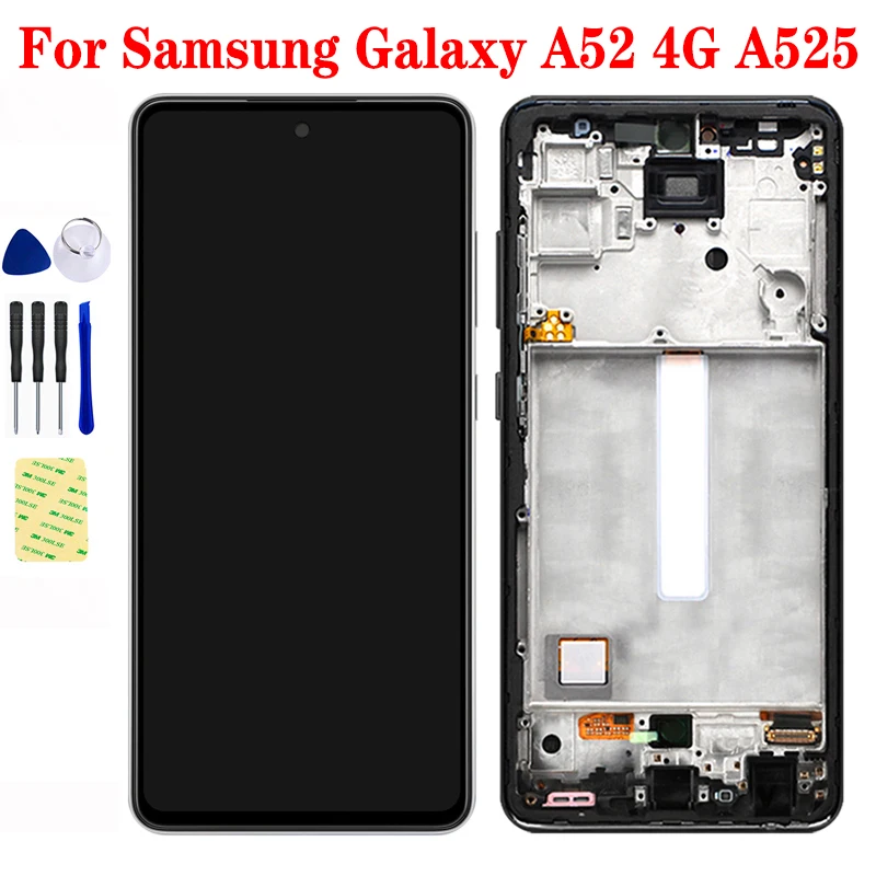 

with Frame For Samsung Galaxy A52 4G A525F A525F/DS A525M A525 LCD Display Screen Panel Matrix Touch Digitizer Sensor Assembly