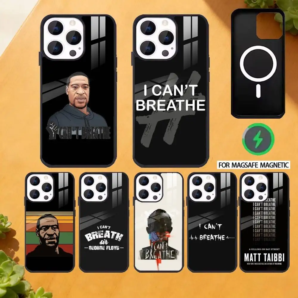 

G-George F-Floyd I Cant Breathe Phone Case For iPhone 17 16 15 14 13 12 Pro Max Plus for Magsafe Mirror Wireless Magnetic Cover