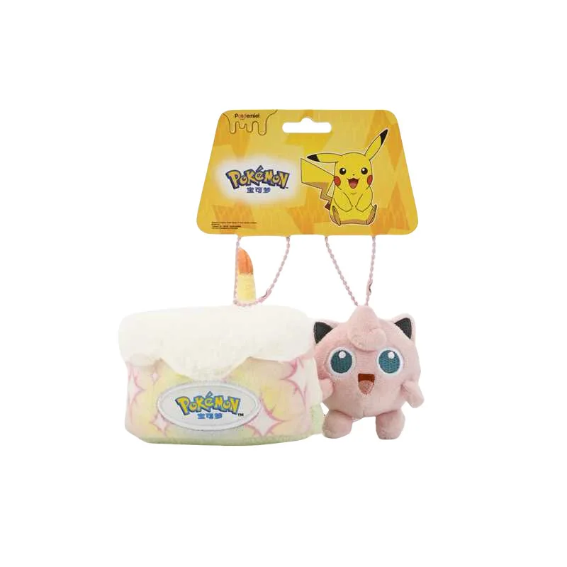 Potdemiel Cake Shape Mini Plush Pendant Set Cartoon Pink Animal Stuffed Doll With Hanging Tag Soft Fluffy Bag Keychain Backpack