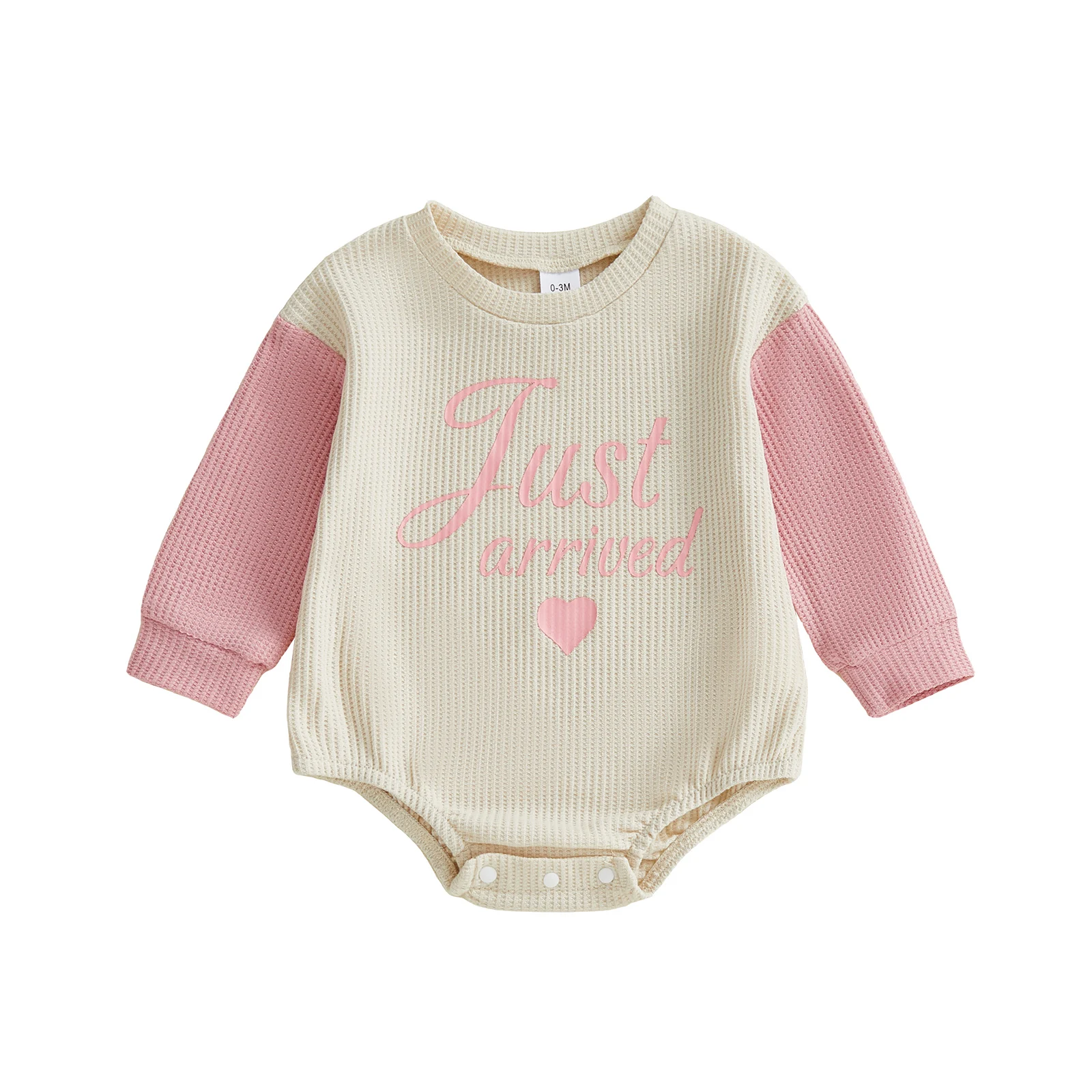 

ViSgogo комбинезон с пузырьками для маленьких девочек, вафельный комбинезон с длинными рукавами и принтом сердца и круглым вырезом для осенне-весенних сезонов