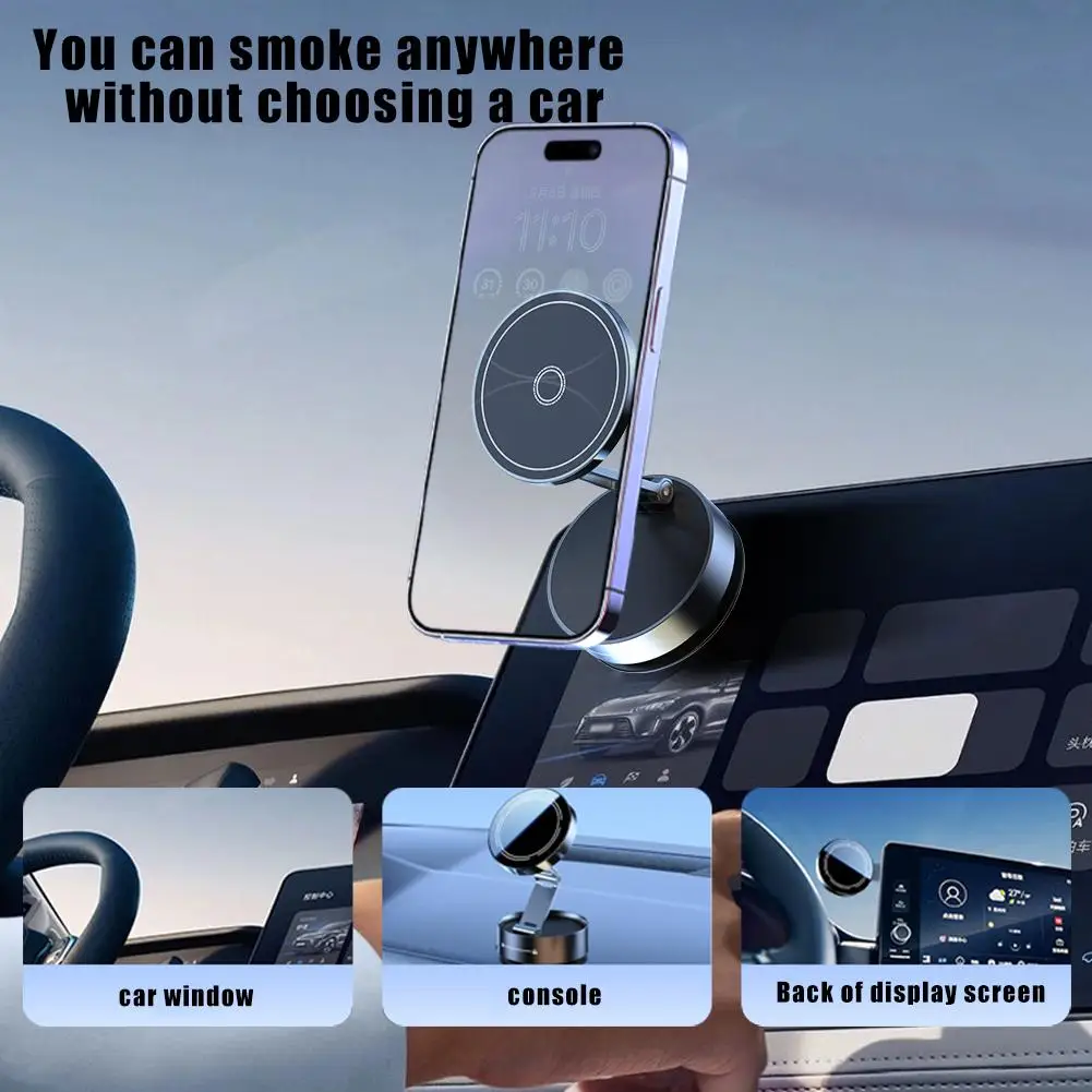 

Vacuum Suction Cup Car Stand Strong Magnetic Car Mobile Phone Holder 360° Foldable Round Bracket Support For Phones Mount V4Y7