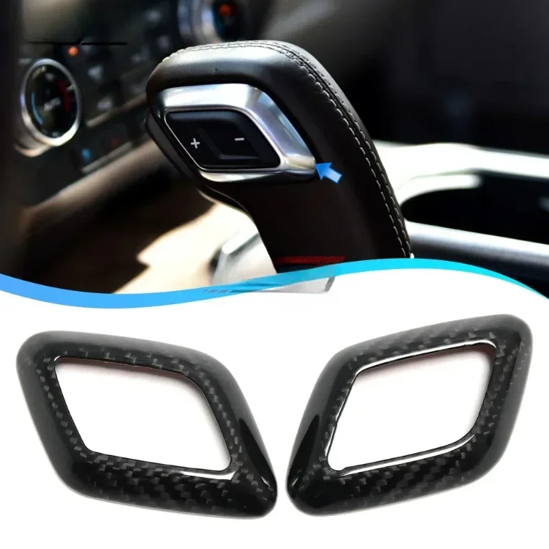 

For Ford Raptor F150 Real Dry Carbon Fiber 2Pcs Black Gear Shifter Knob Trim Cover 2015-2022 Gear Shift Head Car Accessories