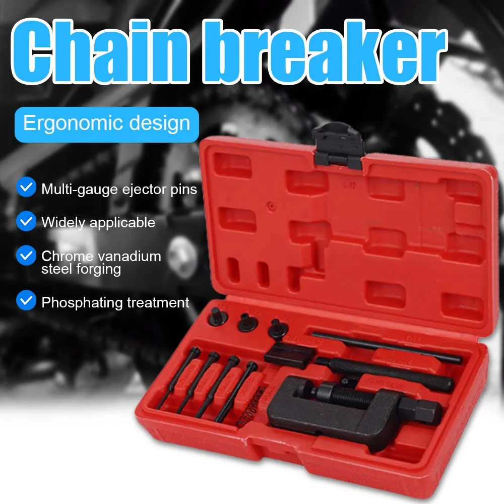 

13 Piece Motorcycle And Bicycle Chain Removal Tool Set Chain Cutter Chain Riveter With Storage Box Tools For Disassembling Chain