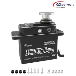 GXservo1000KG Servo gigante in scala 1/5 impermeabile senza spazzole con guscio in alluminio CNC ad alta tensione per modelli di grandi dimensioni