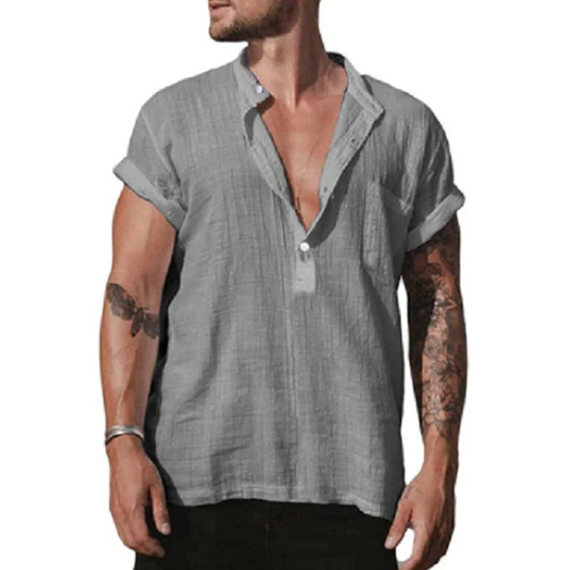 

Loose Stand Collar ort Sve irt Men's Comfortable Breathable Cotton Ice Sensation Sun Protection Treaent Ultra ort ...